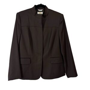 VINTAGE Talbots Brown Button Up Wool Blend Blazer Jacket Women Size 8‎
